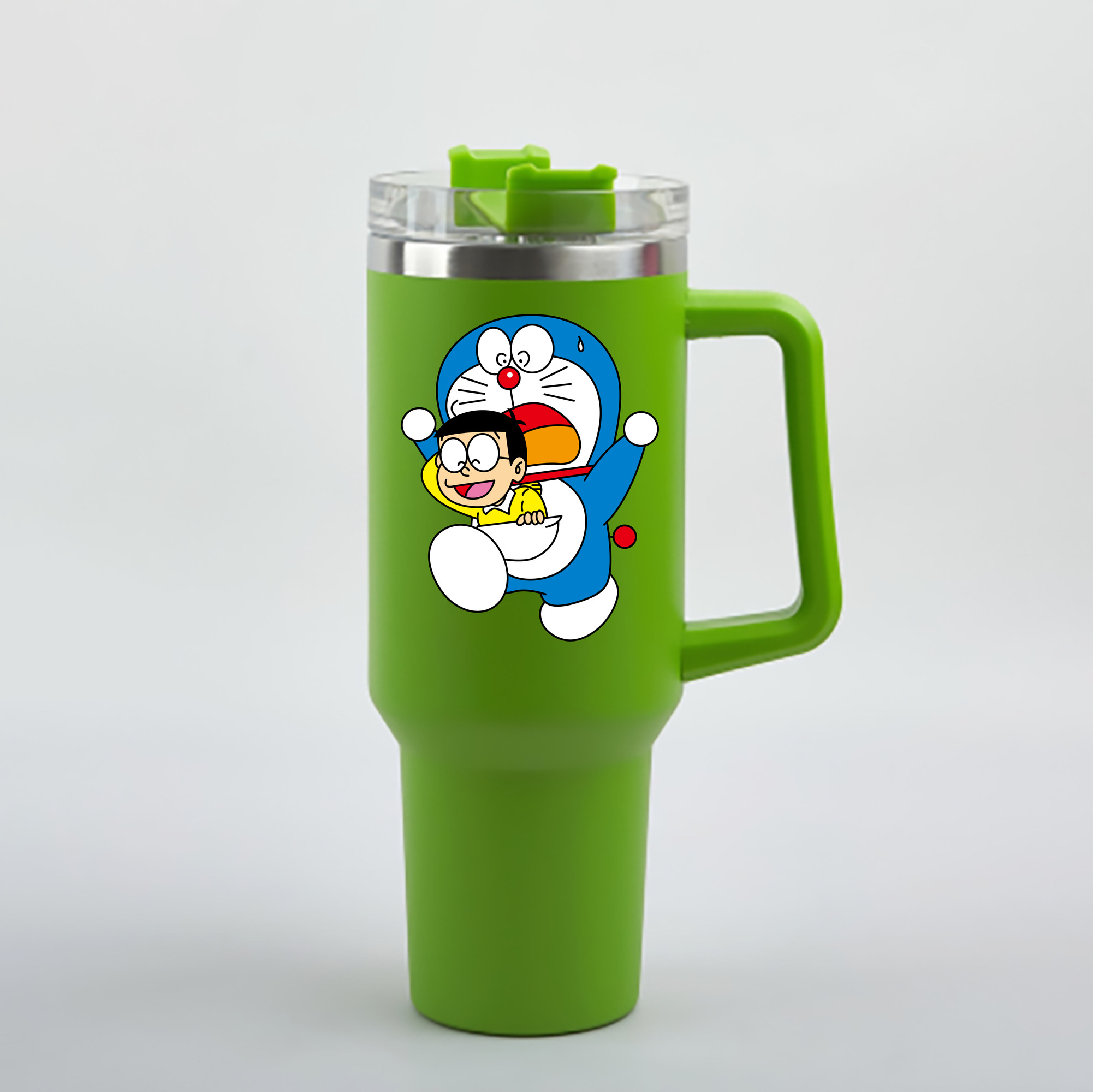 （画像用） ドラえもん Doraemon 1200mL車用タンブラー - クリスタルステッカー（プラスチックストロー付き）